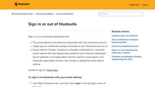 
                            7. Sign in or out of Hootsuite – Hootsuite Help Center
