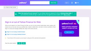 
                            9. Sign in or out of Yahoo Finance for Web | Yahoo Help - SLN28305