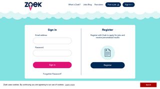 
                            2. Sign-in or sign-up to Zoek job search - Zoek UK