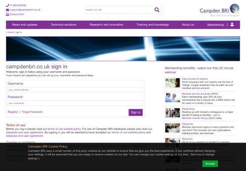 
                            10. Sign in page for Campden BRI member area