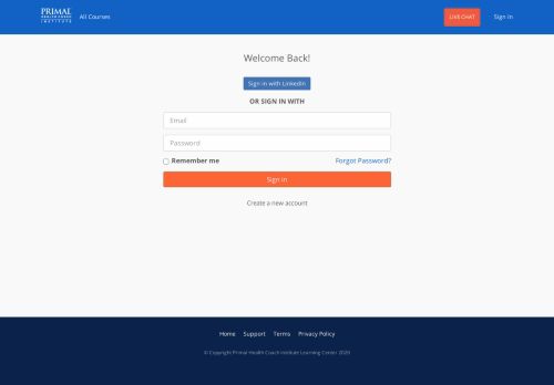
                            2. Sign In - Primal Health Coach Institute Learning Center