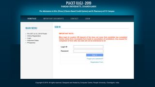 
                            3. Sign In - PU-CET (UG) - 2018 - Panjab University Online Admission