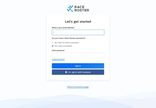
                            1. Sign in — Race Roster — Event registration powered by Race Roster