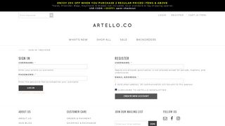 
                            9. Sign In / Register | artello.co