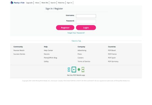 
                            5. Sign In / Register - Plenty of Fish - POF.com