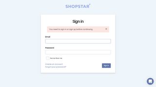 
                            2. Sign in - Shopstar
