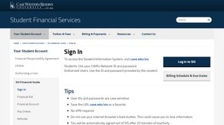 
                            12. Sign In | Student Financial Services | Case Western Reserve University