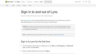 
                            1. Sign in to and out of Lync - Office Support - Office 365