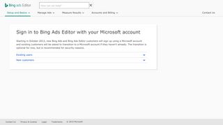 
                            8. Sign in to Bing Ads Editor with your Microsoft account