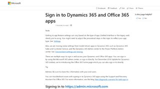 
                            2. Sign in to Dynamics 365 for Customer Engagement ... - Microsoft Docs