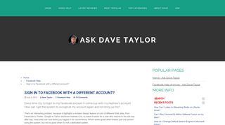 
                            7. Sign in to Facebook with a different account? - Ask Dave Taylor
