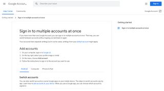 
                            13. Sign in to multiple accounts at once - Android - Google Account Help