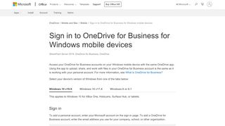 
                            3. Sign in to OneDrive for Business for Windows mobile devices - OneDrive