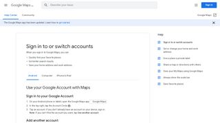 
                            3. Sign in to or switch accounts - Android - Google Maps Help