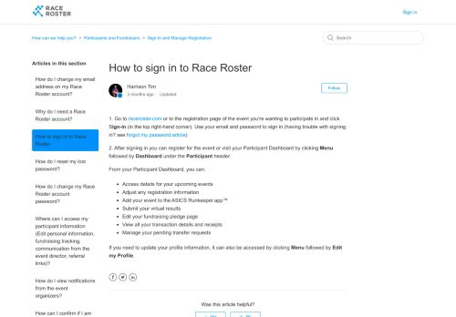 
                            4. Sign in to Race Roster – How can we help you? - Who is Race Roster?