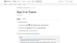 
                            2. Sign in to Teams - Office Support - Office 365