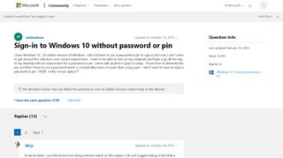 
                            3. Sign-in to Windows 10 without password or pin - Microsoft Community