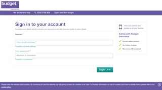 
                            4. Sign in to your account - retrieve a quote - Budget Insurance