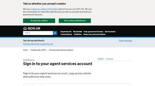 
                            5. Sign in to your agent services account - GOV.UK