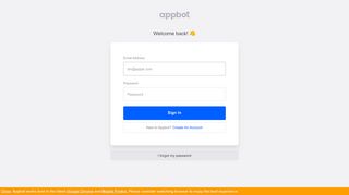 
                            1. Sign in to your Appbot account - Appbot