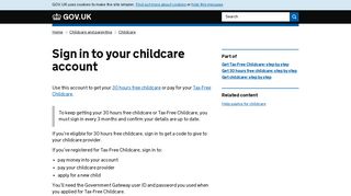 
                            9. Sign in to your childcare account - GOV.UK