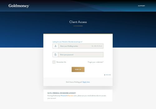 
                            1. Sign-in to your Goldmoney Holding - Goldmoney holding account