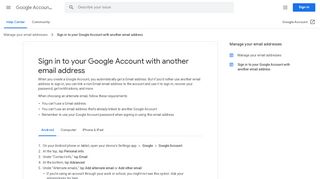 
                            12. Sign in to your Google Account with another email address - Android ...