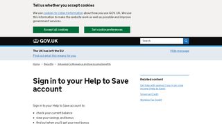 
                            12. Sign in to your Help to Save account - GOV.UK