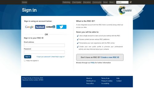 
                            12. Sign in to your RSC ID - Royal Society of Chemistry