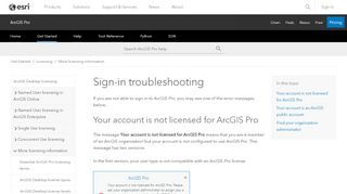 
                            2. Sign-in troubleshooting—ArcGIS Pro | ArcGIS Desktop