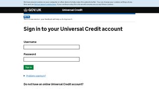 
                            2. Sign in - Universal Credit