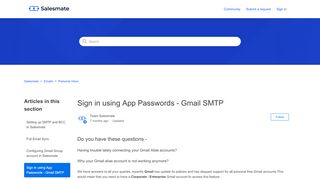 
                            13. Sign in using App Passwords - Gmail SMTP – Salesmate