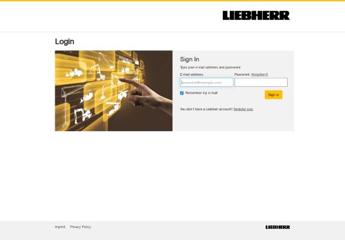 
                            3. Sign In - Your Liebherr account