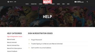 
                            1. Sign In/Registration Issues | Marvel.com