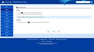
                            9. Sign In/Sign Out | PlayStation®4 User's Guide