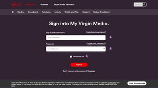 
                            1. Sign into My Virgin Media. - Virgin Media Ireland