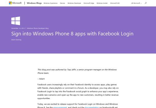 
                            8. Sign into Windows Phone 8 apps with Facebook Login - Windows Blog