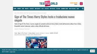 
                            1. Sign of The Times Harry Styles testo e traduzione nuovo singolo ...