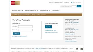 
                            2. Sign on to View Your Wells Fargo Advisors Accounts