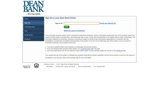 
                            7. Sign-On to your Dean Bank Online