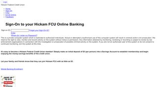 
                            8. Sign-On to your Hickam FCU Online Banking