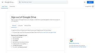 
                            6. Sign out of Google Drive - Android - Google Drive Help