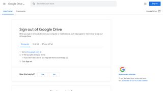 
                            8. Sign out of Google Drive - Computer - Google Drive Help