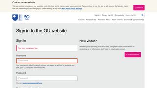 
                            3. Sign out - Sign IN - Open University - The Open University