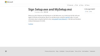
                            2. Sign Setup.exe and MySetup.msi - Windows applications | Microsoft ...