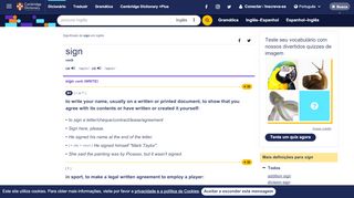 
                            3. SIGN | Significado, definição em Dicionário Inglês