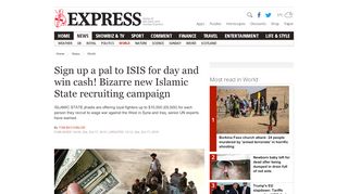 
                            4. Sign up a pal to ISIS for day and win cash! Bizarre new Islamic State ...