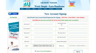 
                            3. Sign Up - AdsJob4U - Work Simple - Earn Handsome