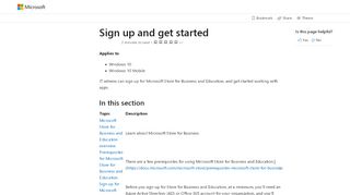 
                            7. Sign up and get started (Windows 10) | Microsoft Docs