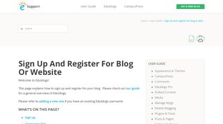 
                            3. Sign up and register for blog or website – Edublogs Help and Support